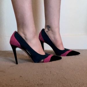 Diane Von Furstenberg blue and pink heels with cut outs size 9